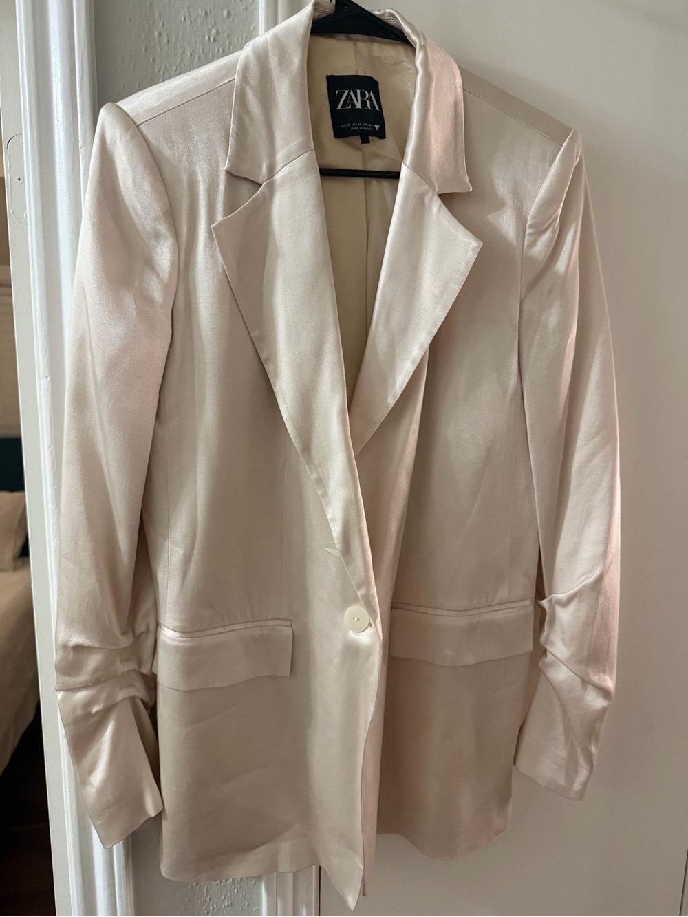 Zara Light Cream Single-Button Blazer